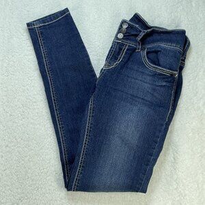Wallflower Jeans Teens Sz 3 Blue Skinny Ankle Low Rise Slim Cut Embroidery 27x29